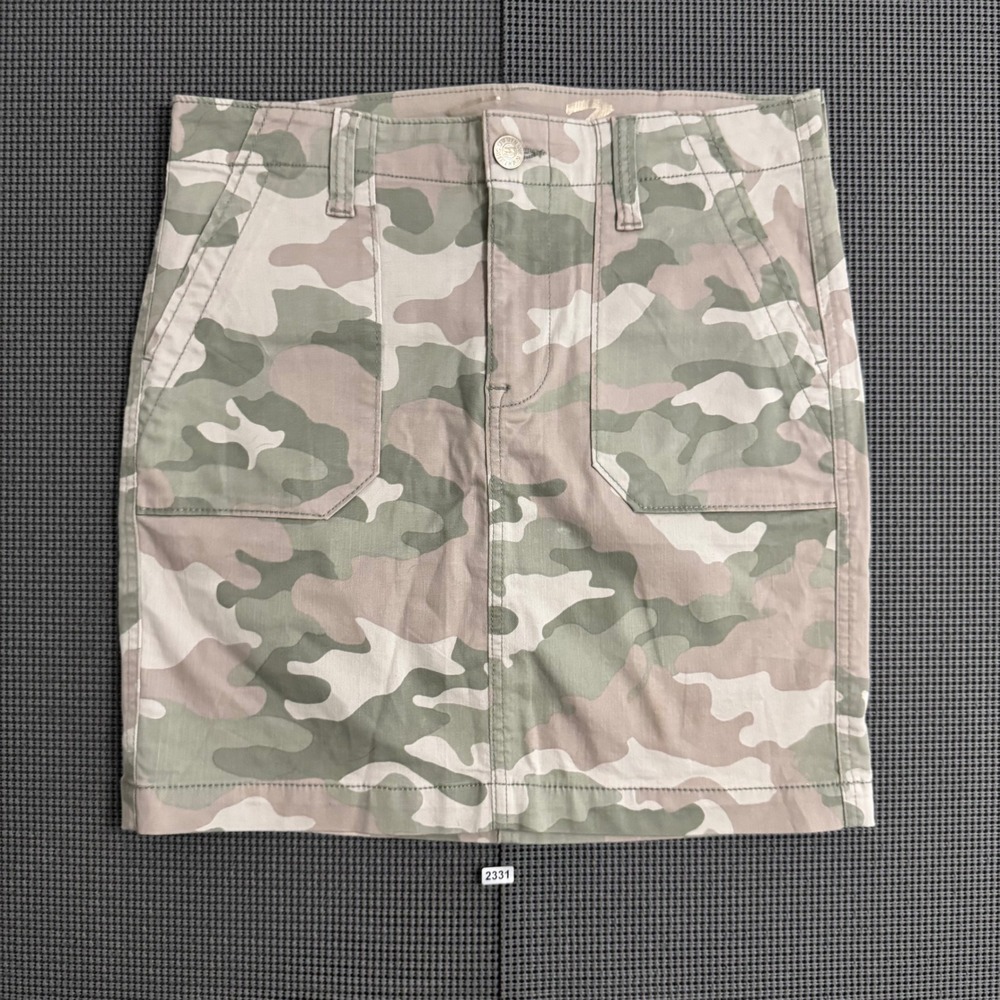 Seven7 Women Camo Utility Skirt Green Tan Camouflage Mini Skirt Size 4